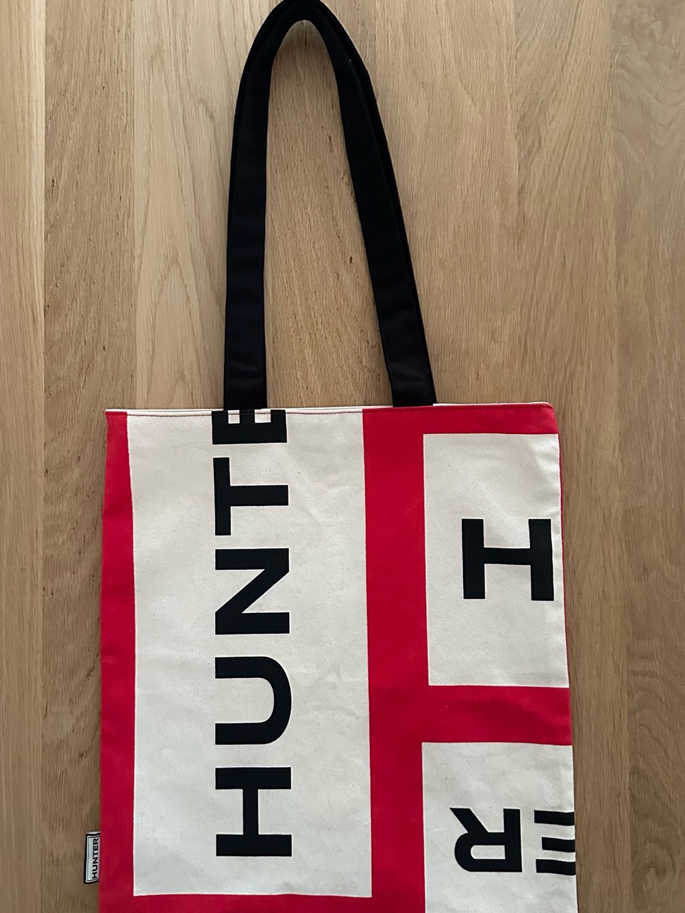 NWOT Hunter Red, White & Black Canvas Logo Tote